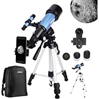 Telescopio Astronómico 400-70mm Profesional Refractor Telescopio para Niños Adultos Principiantescon Adaptador de…